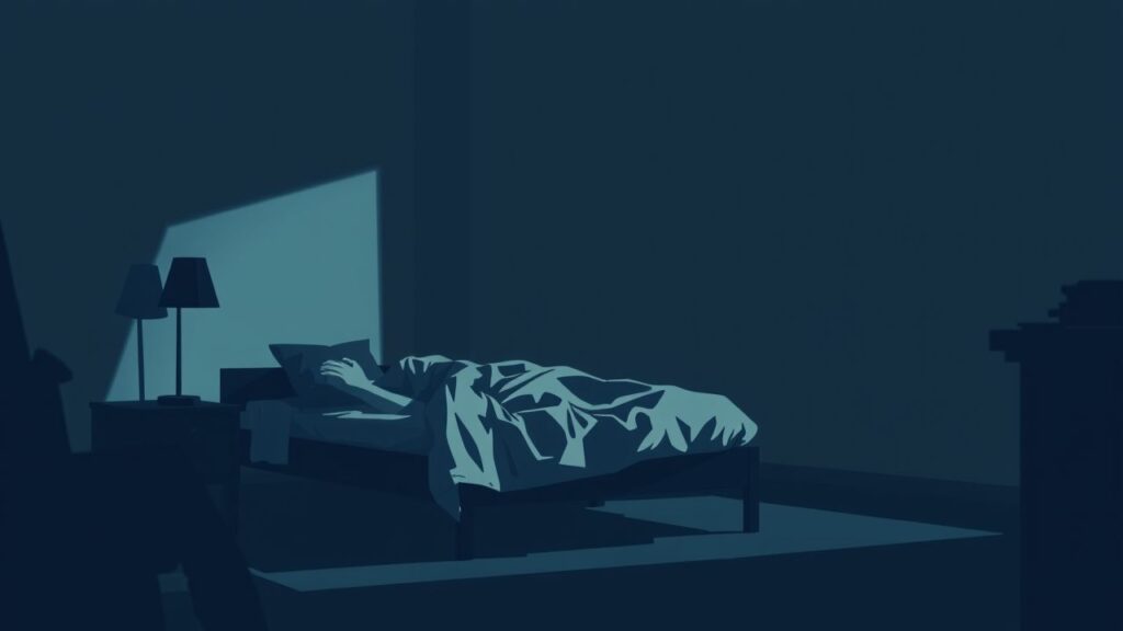 Een onheilspellende slaapkamer met een beangstigende sfeer.